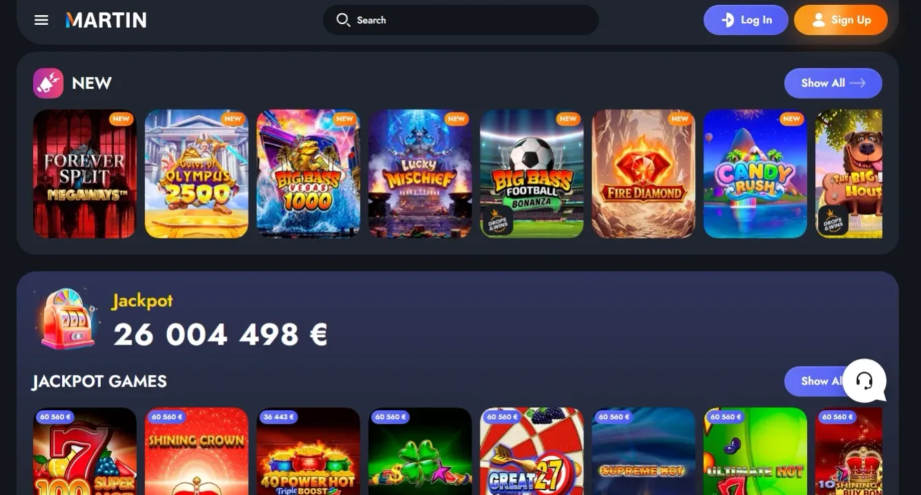 Martin casino 109% 25 free spins